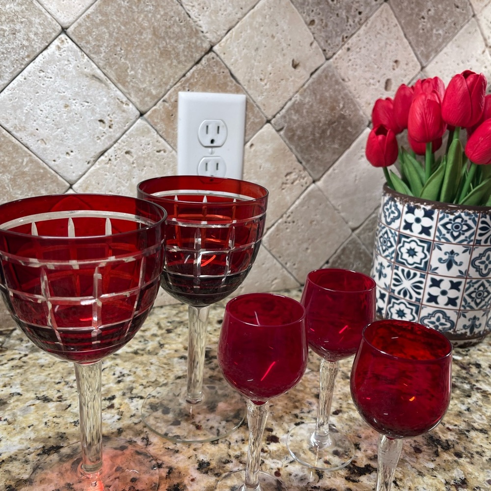 Bohemian Cut to clear crystal wine glasses